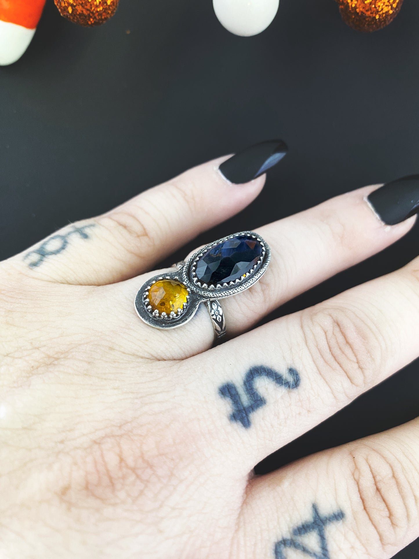 Pietersite and Citrine Ring in Sterling Silver (Size 7)