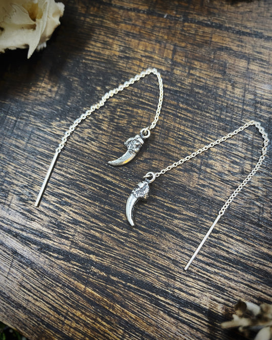 Silver Crow Talon Threader Earrings