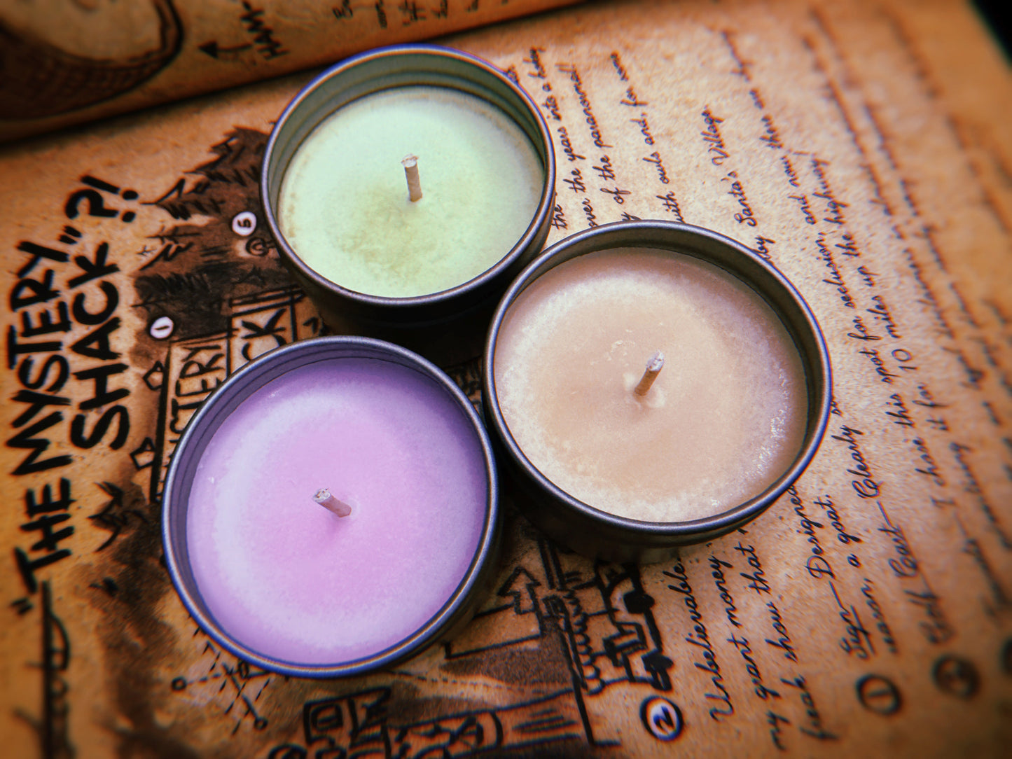 Gravity Falls Inspired Candle Set; THREE 2oz Tins