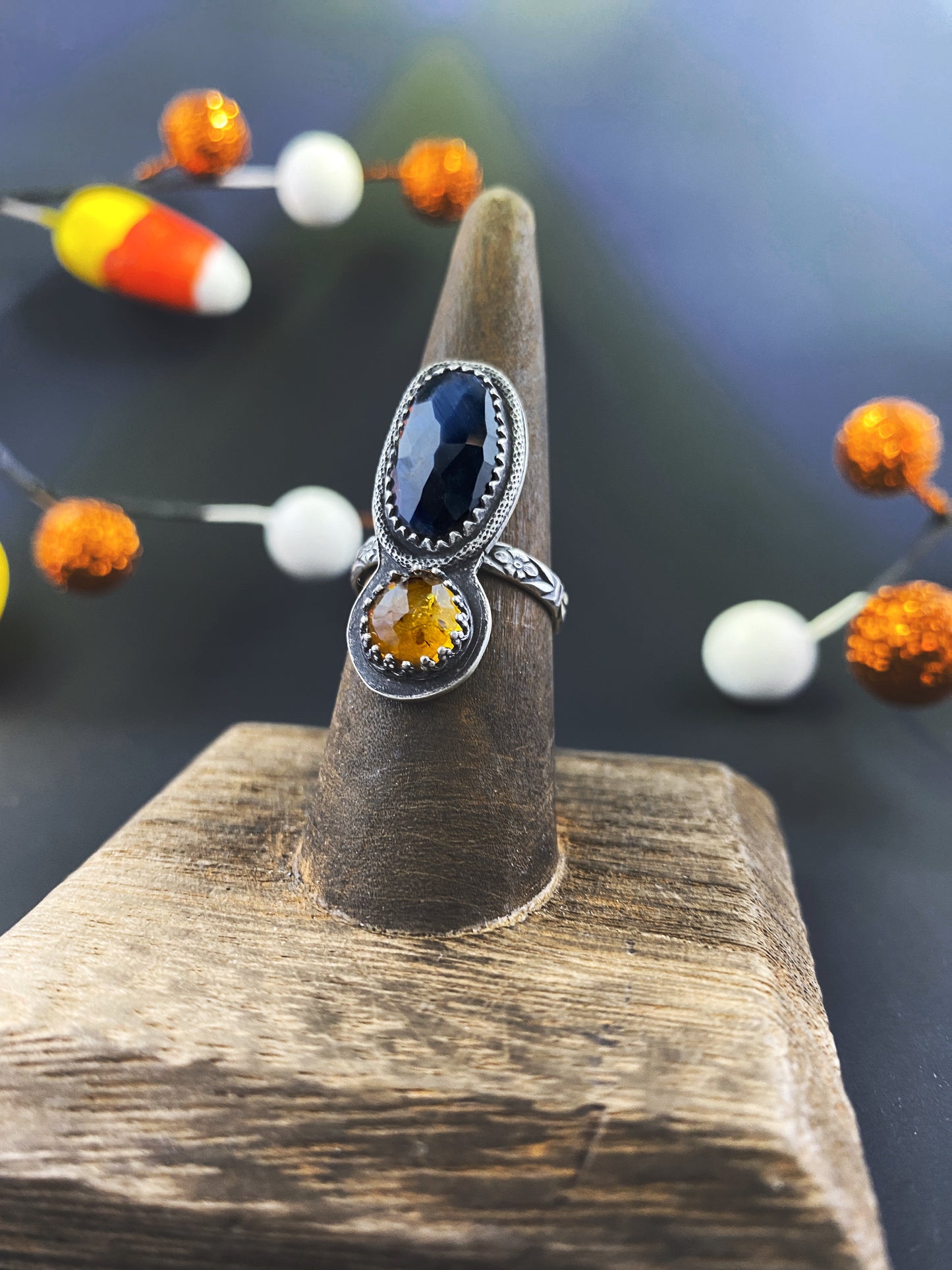 Pietersite and Citrine Ring in Sterling Silver (Size 7)