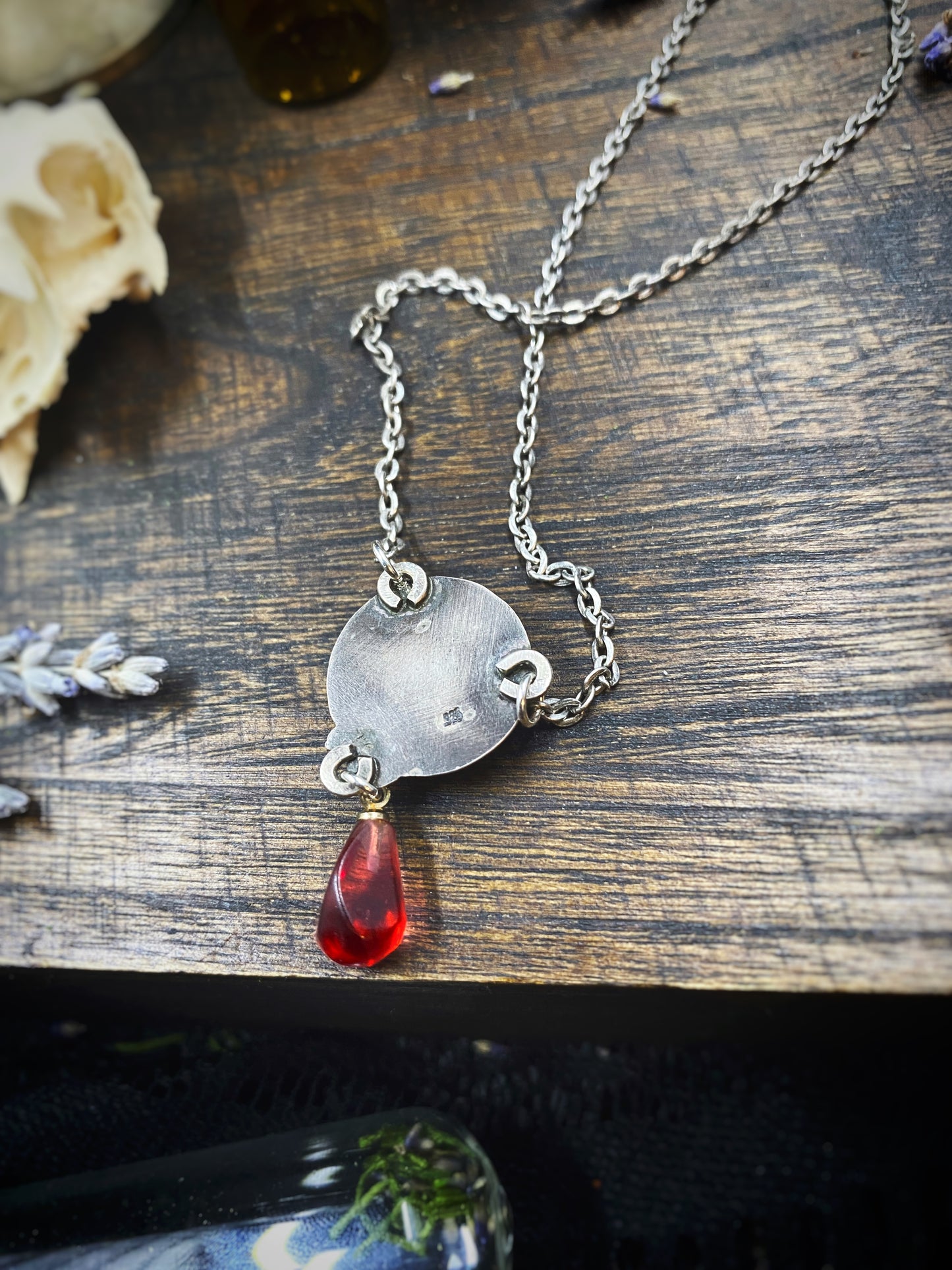 Glass Eye and Pomegranate Pendant in Sterling Silver