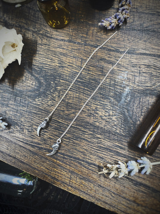 Silver Crow Talon Threader Earrings