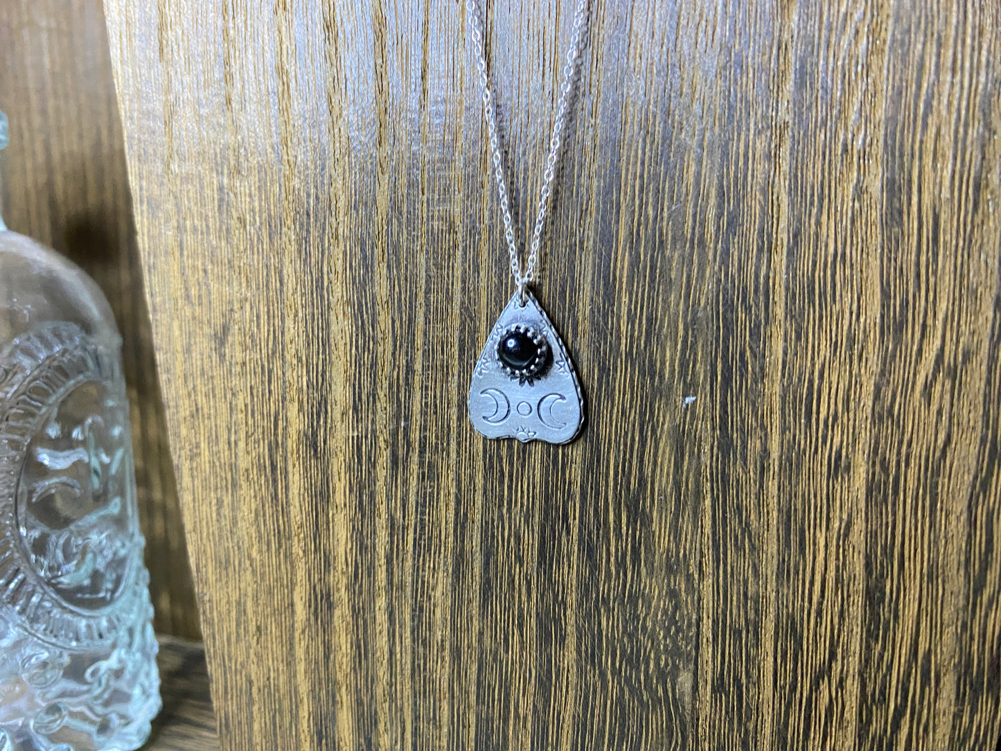 Black Star Diopside Sterling Silver Mini Planchette Necklace