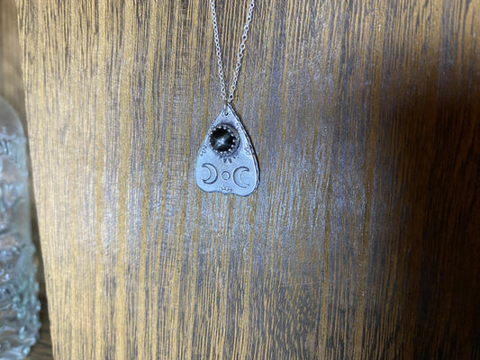 Black Star Diopside Sterling Silver Mini Planchette Necklace