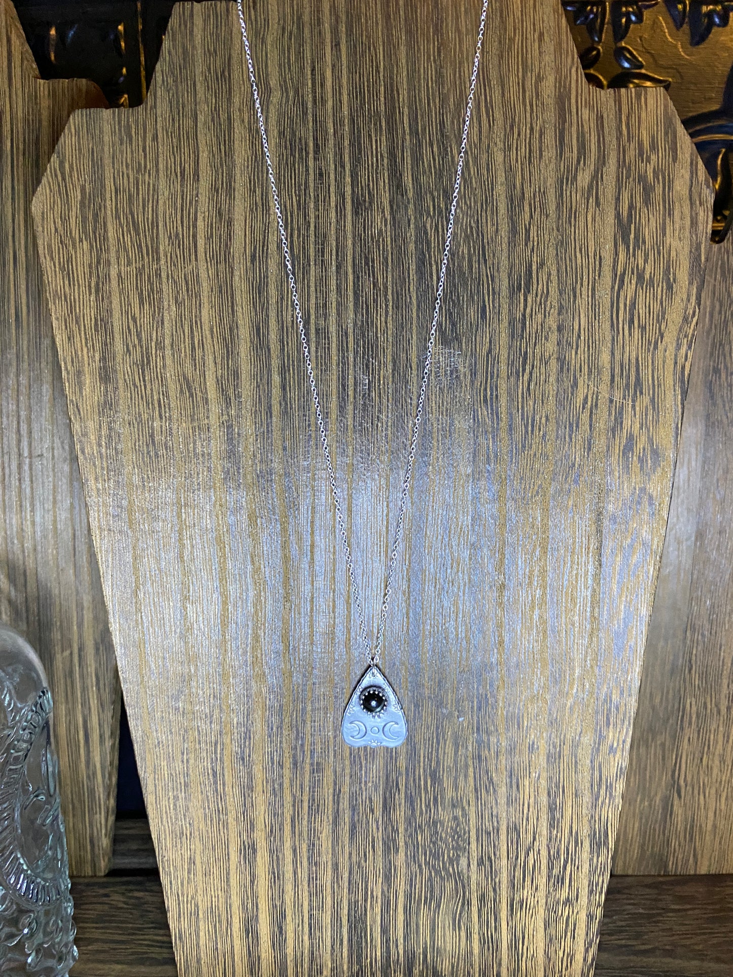 Black Star Diopside Sterling Silver Mini Planchette Necklace