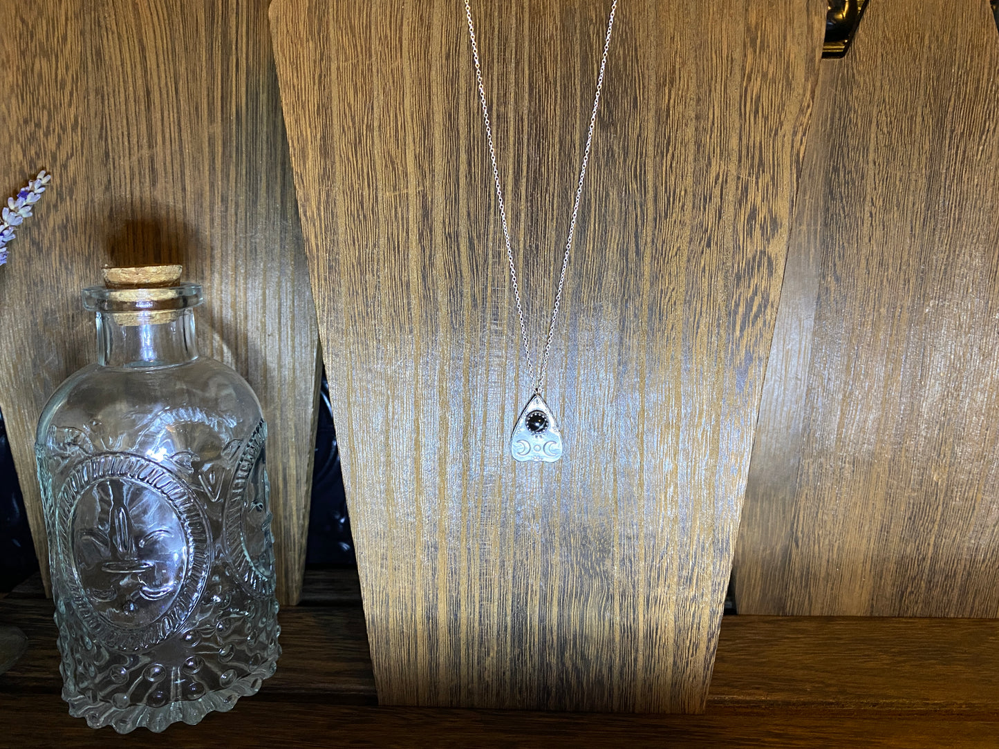 Black Star Diopside Sterling Silver Mini Planchette Necklace