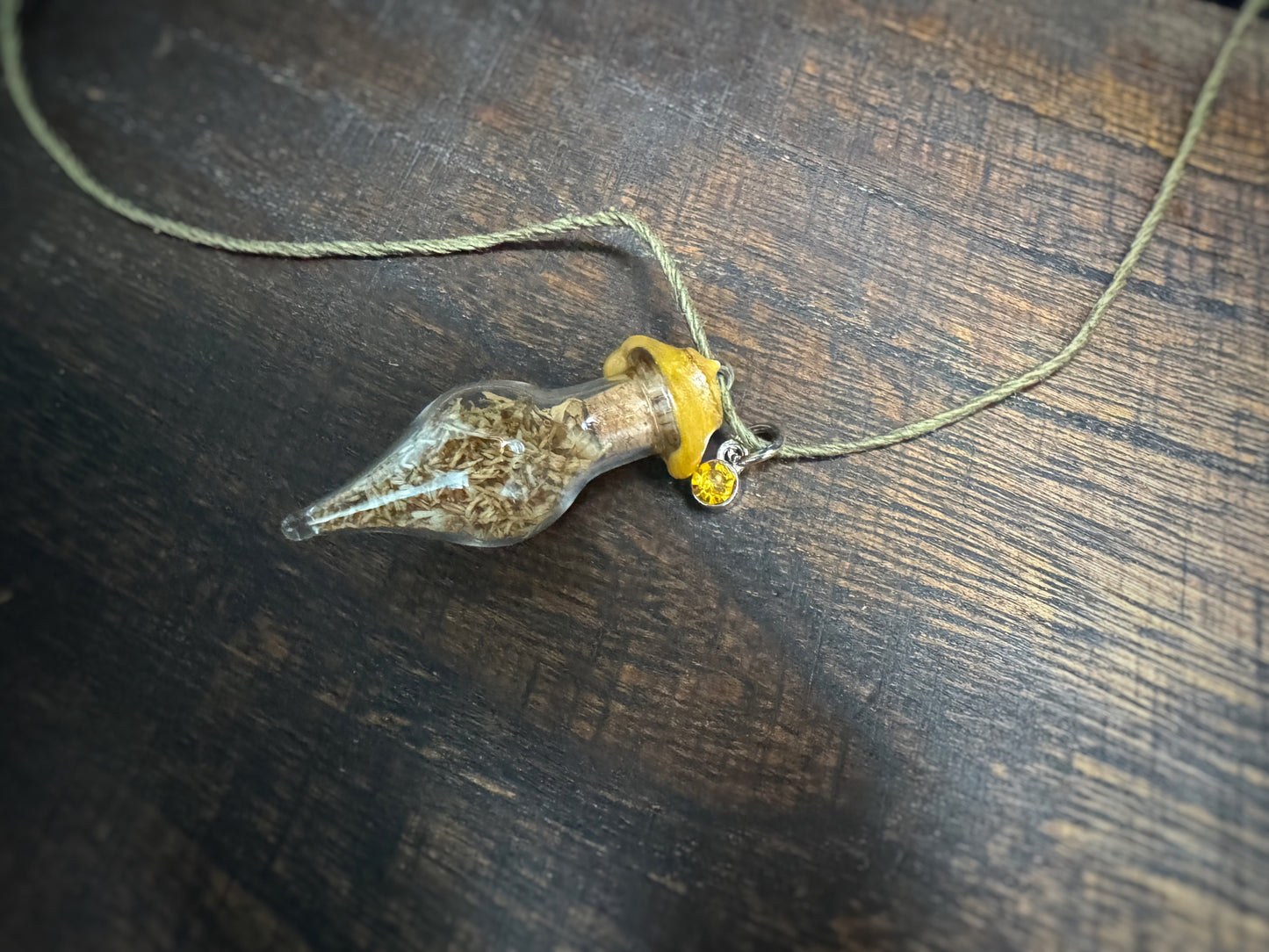 Chamomile Petal Charm Bottle Pendant