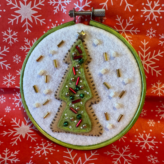 Christmas Tree Cookie Felt Embroidery Hoop