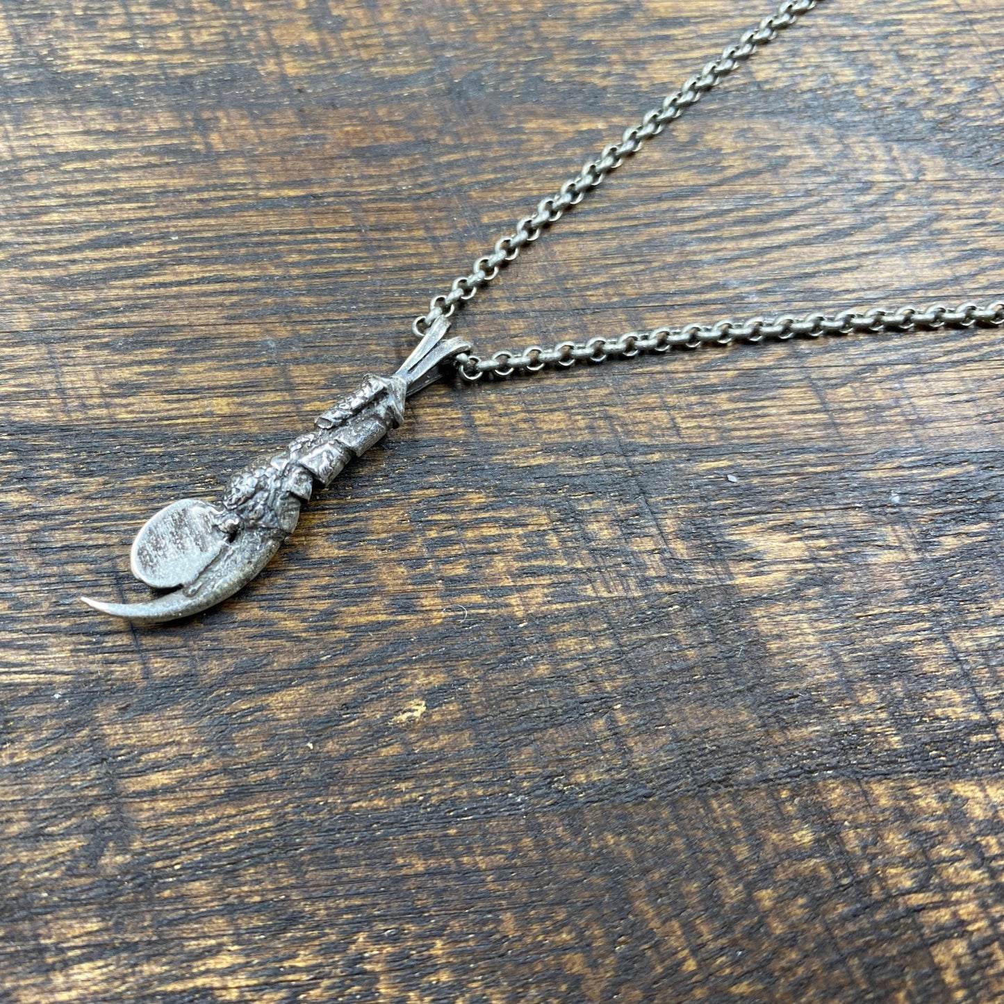 Mini Silver Crow Talon Necklace with Garnet