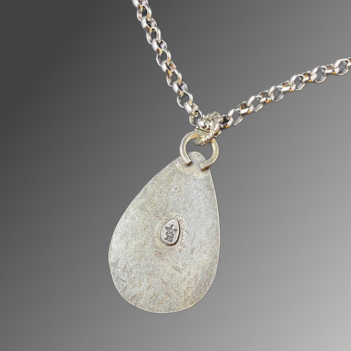 Sterling Shell Fossil Necklace (Teardrop)