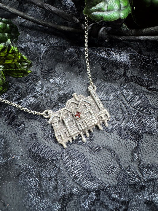 Silence Lay Steadily: Silver and Garnet Hill House Inspired Necklace