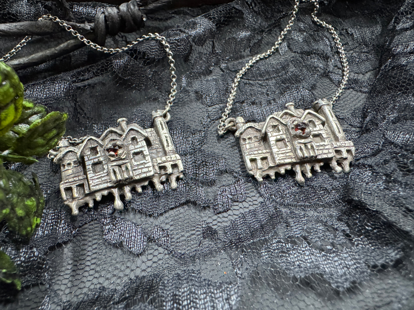 Silence Lay Steadily: Silver and Garnet Hill House Inspired Necklace