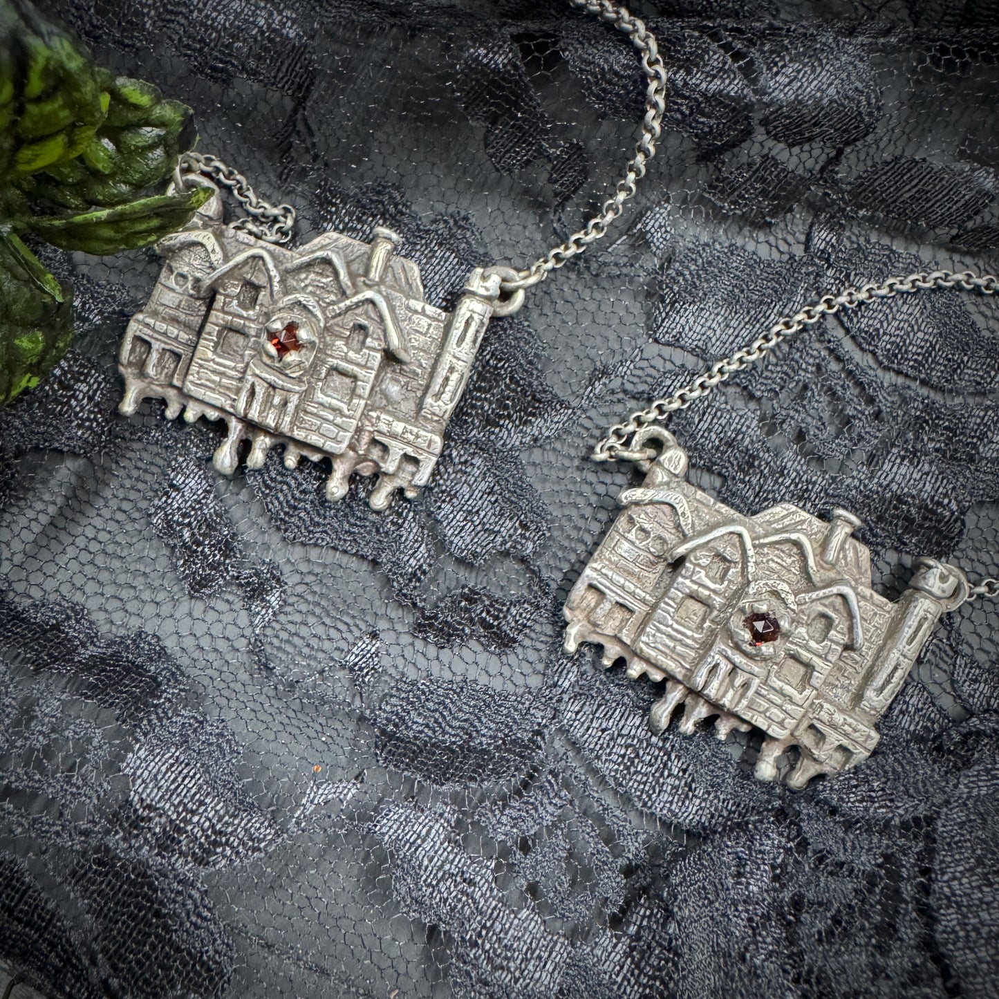 Silence Lay Steadily: Silver and Garnet Hill House Inspired Necklace