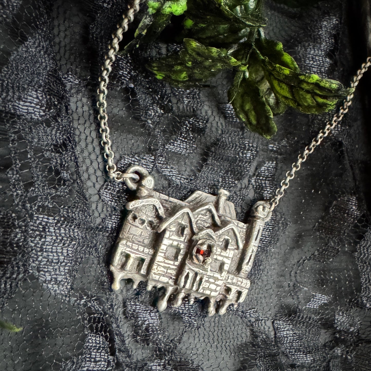 Silence Lay Steadily: Silver and Garnet Hill House Inspired Necklace