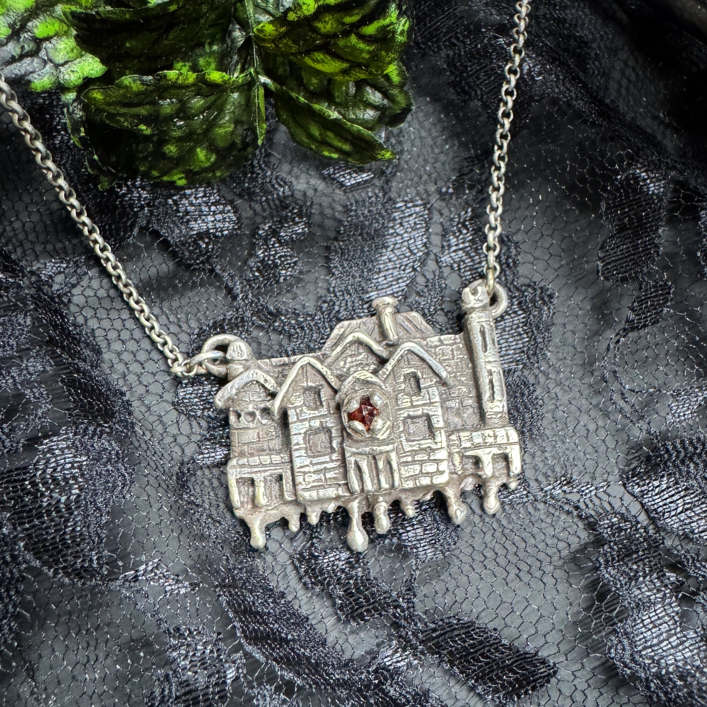 Silence Lay Steadily: Silver and Garnet Hill House Inspired Necklace