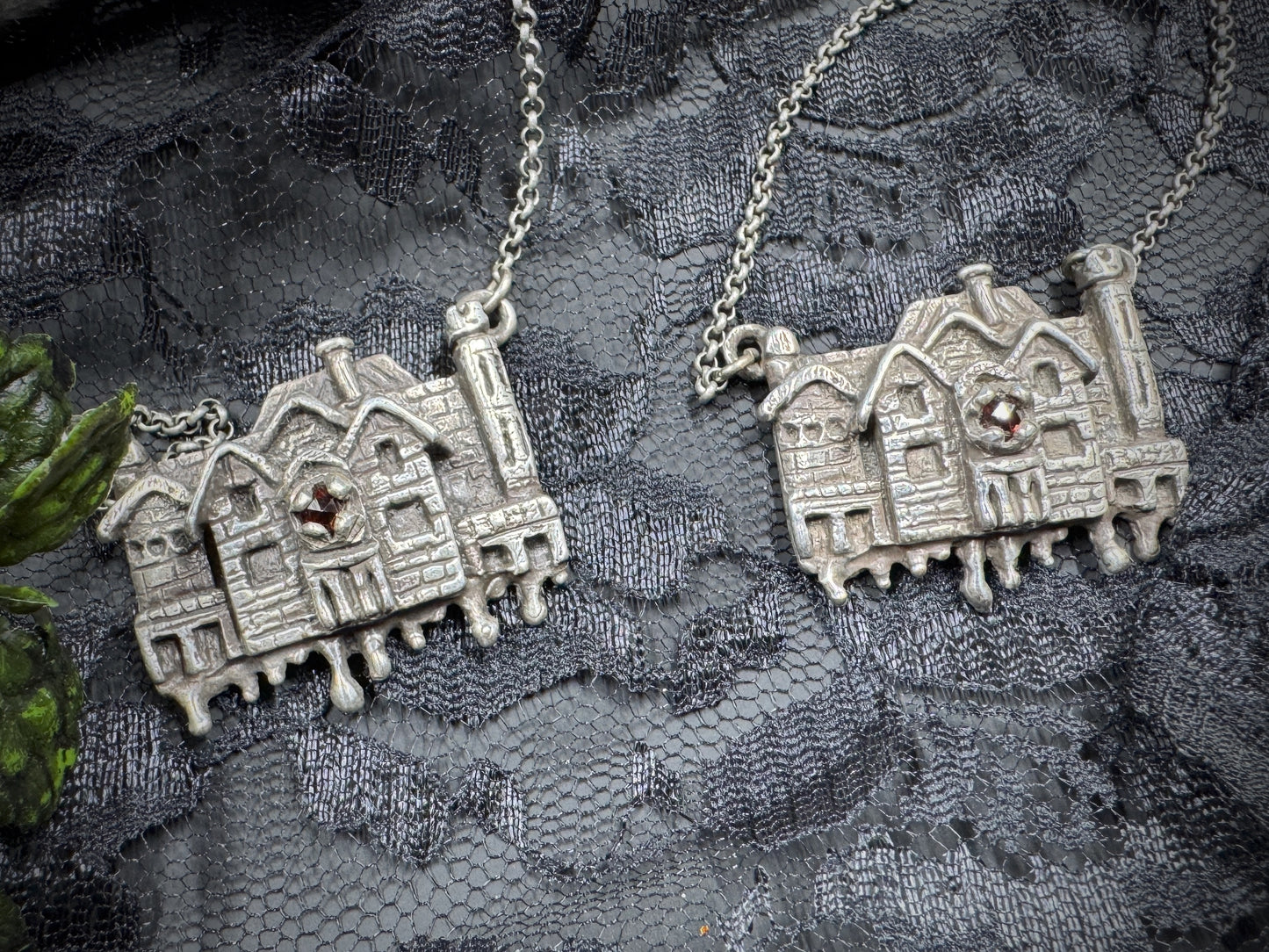 Silence Lay Steadily: Silver and Garnet Hill House Inspired Necklace