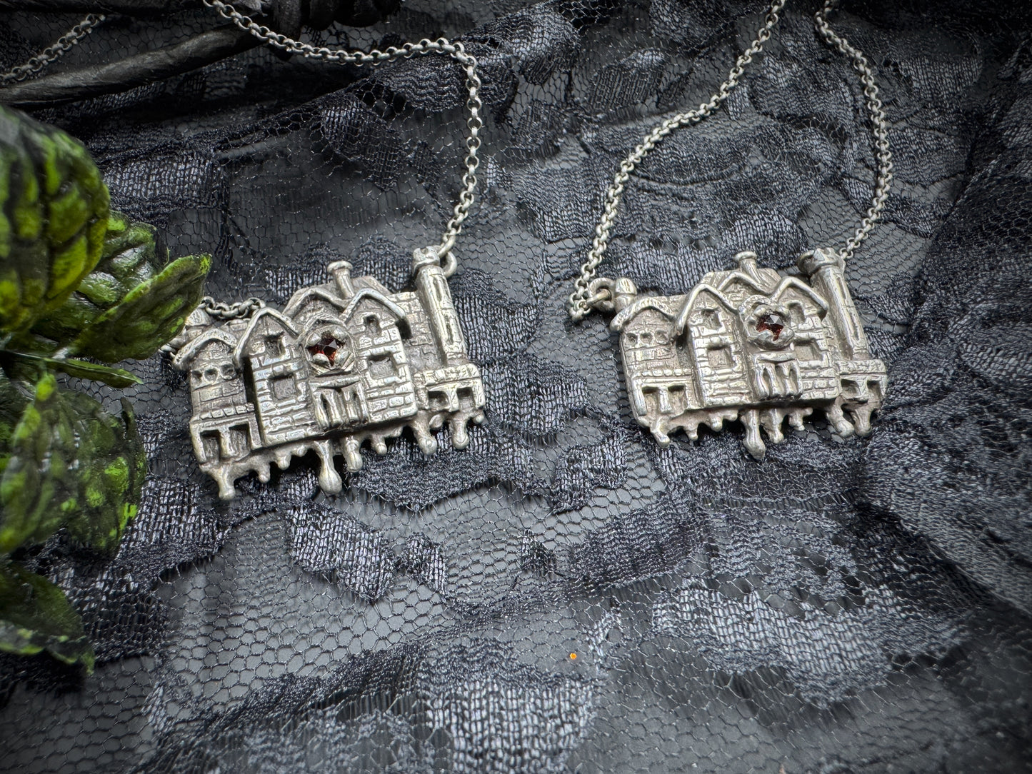 Silence Lay Steadily: Silver and Garnet Hill House Inspired Necklace