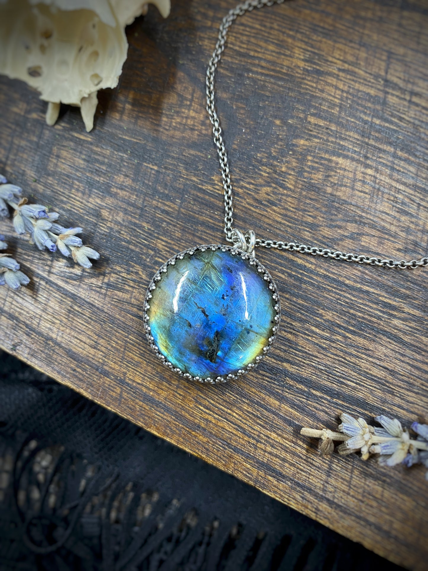 Labradorite Ribcage Sterling Silver Necklace