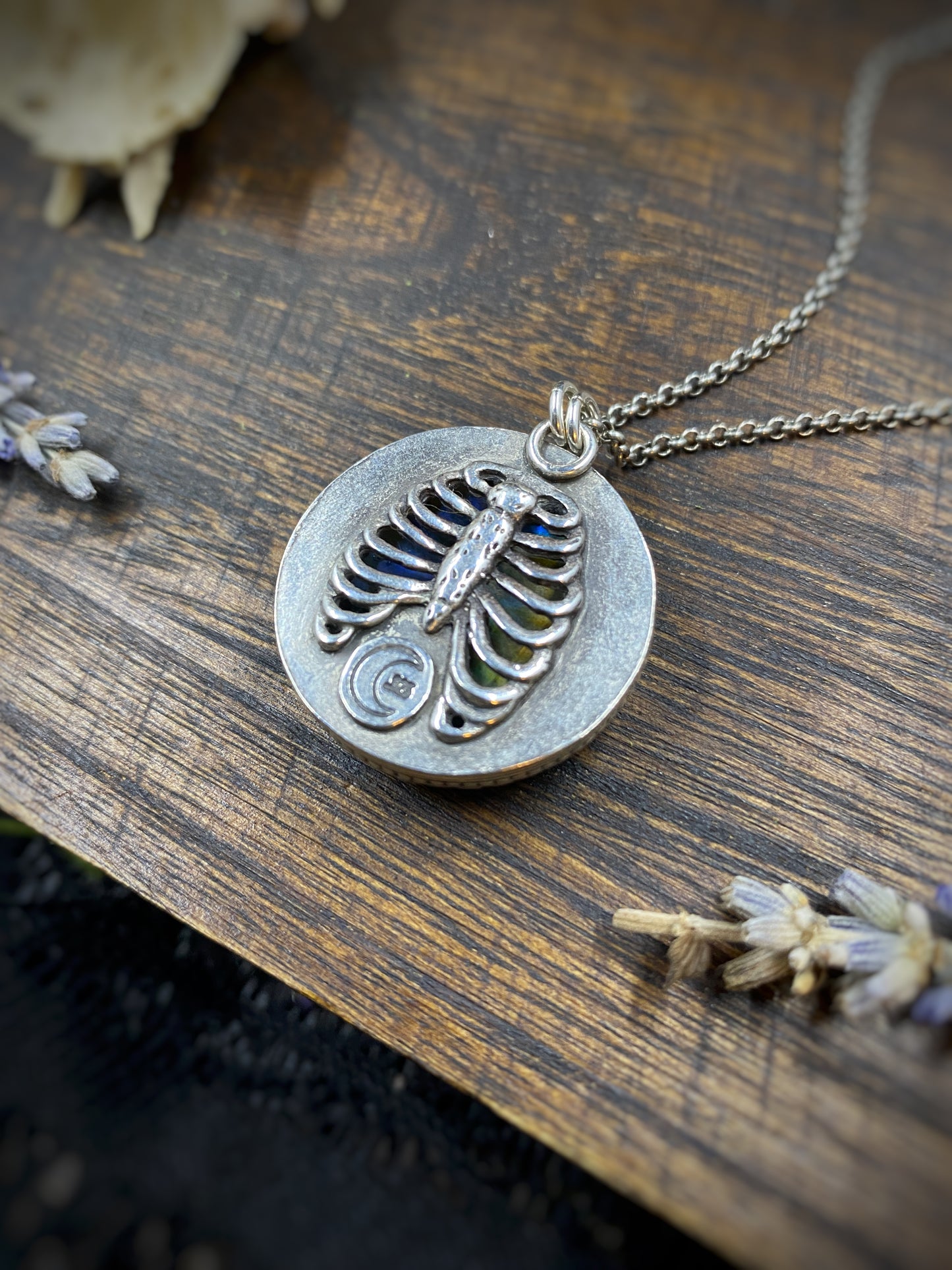 Labradorite Ribcage Sterling Silver Necklace