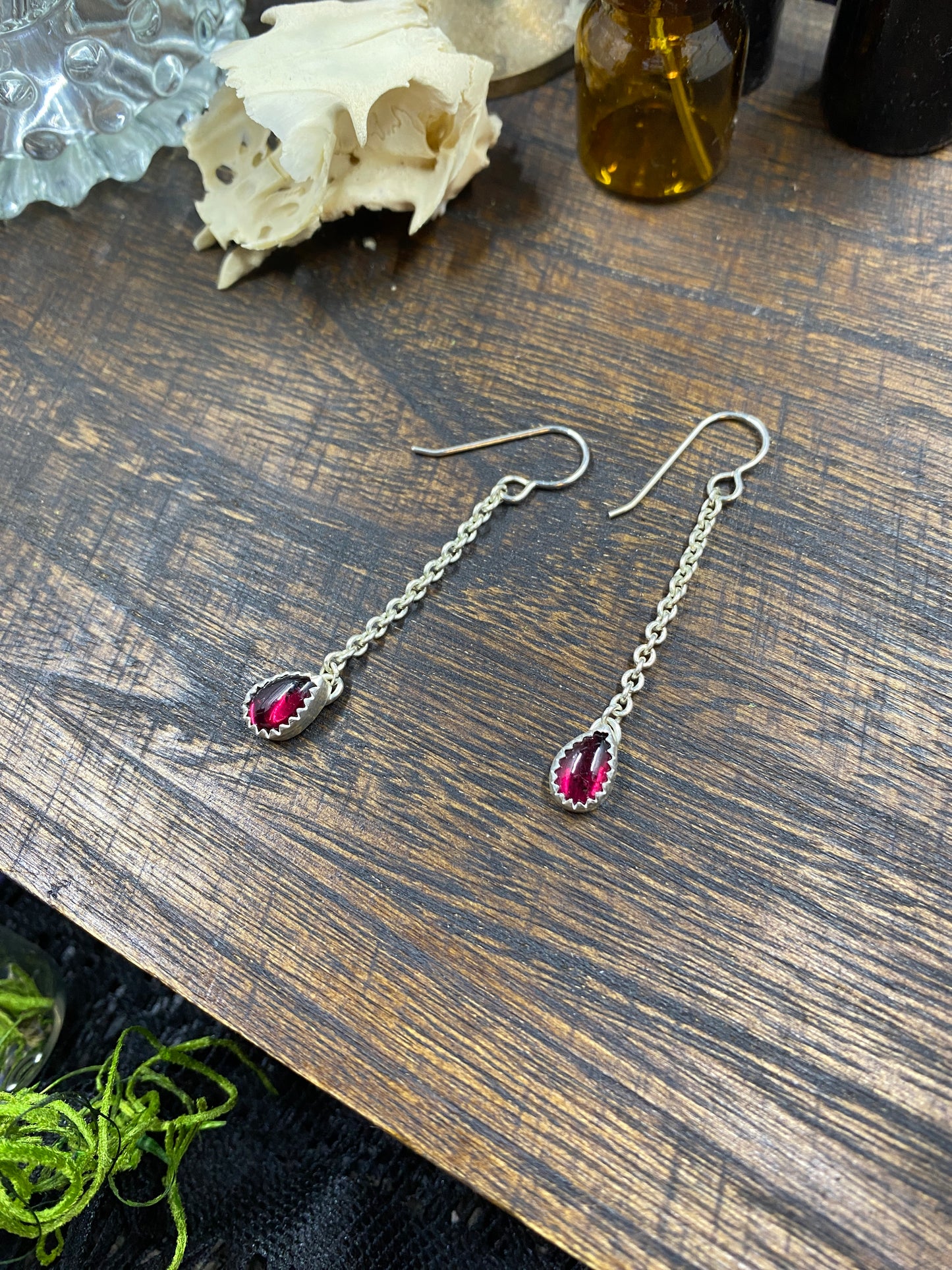 RESERVED Blood Drop Dangle Earrings in Sterling Silver