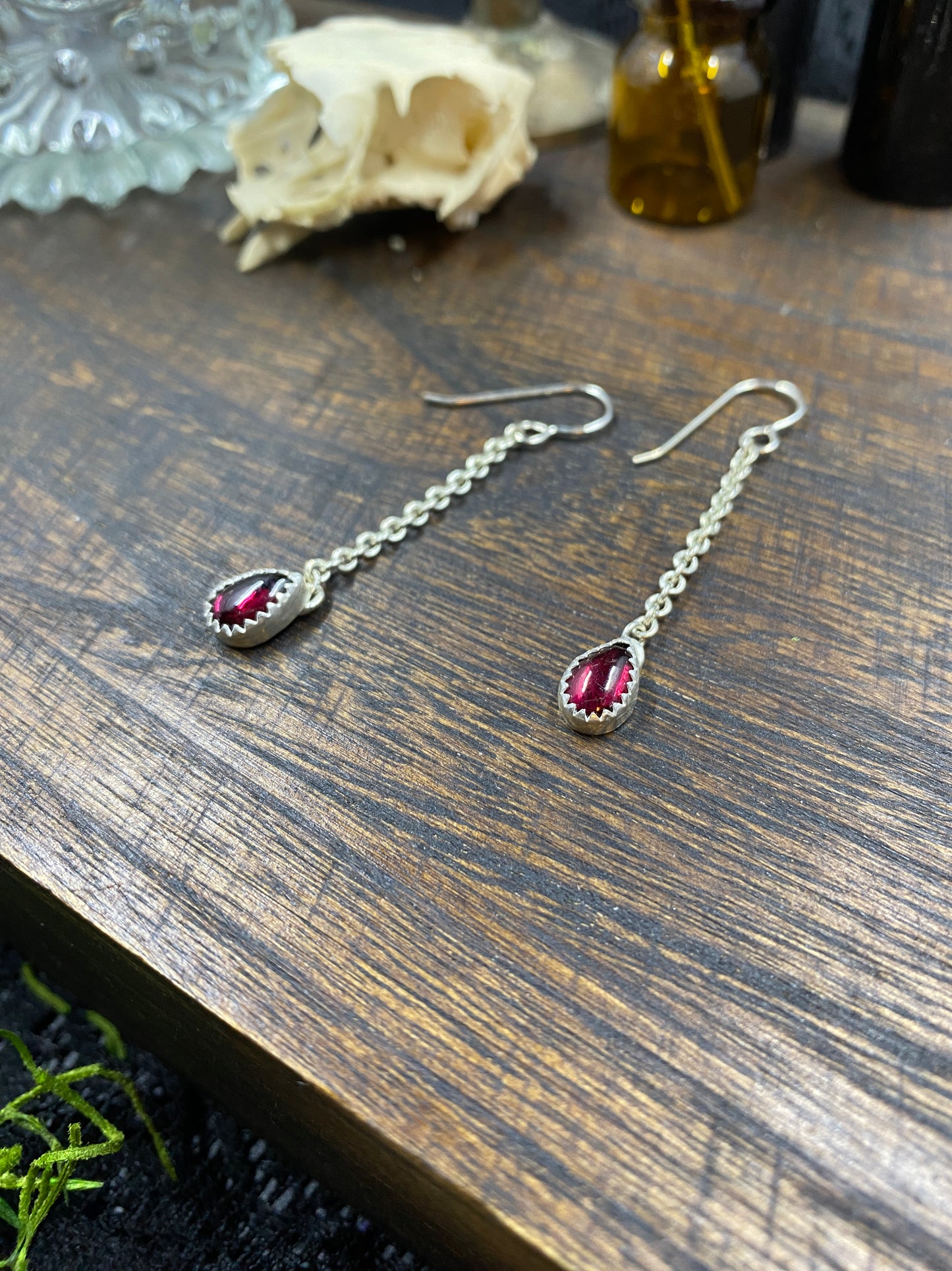 RESERVED Blood Drop Dangle Earrings in Sterling Silver