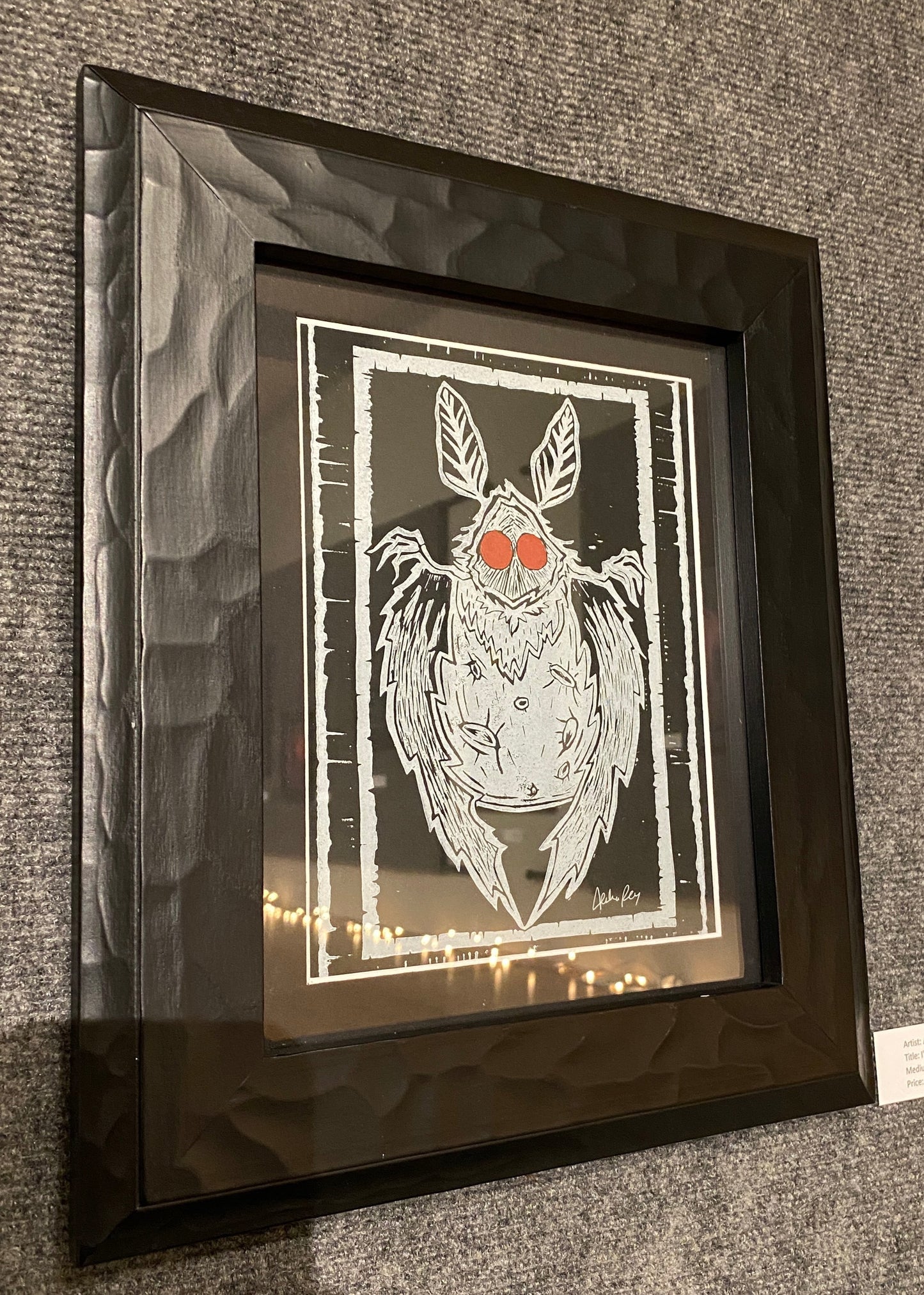 "I'll see you in time." Mothman Lino Print