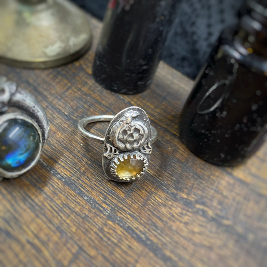 Citrine Jack-O'-Lantern Ring Size 6.75
