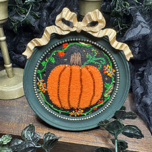 Fall Pumpkin Framed Embroidery