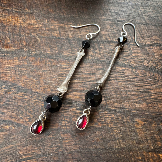 Garnet Blood Drop Dangle Earrings