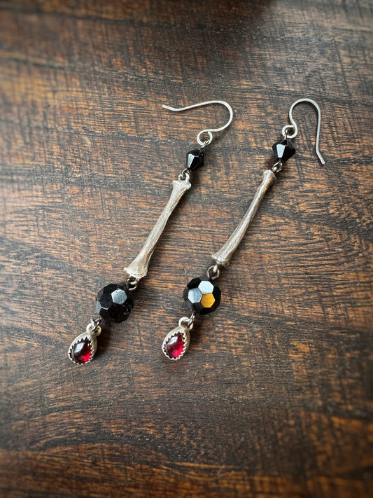 Garnet Blood Drop Dangle Earrings