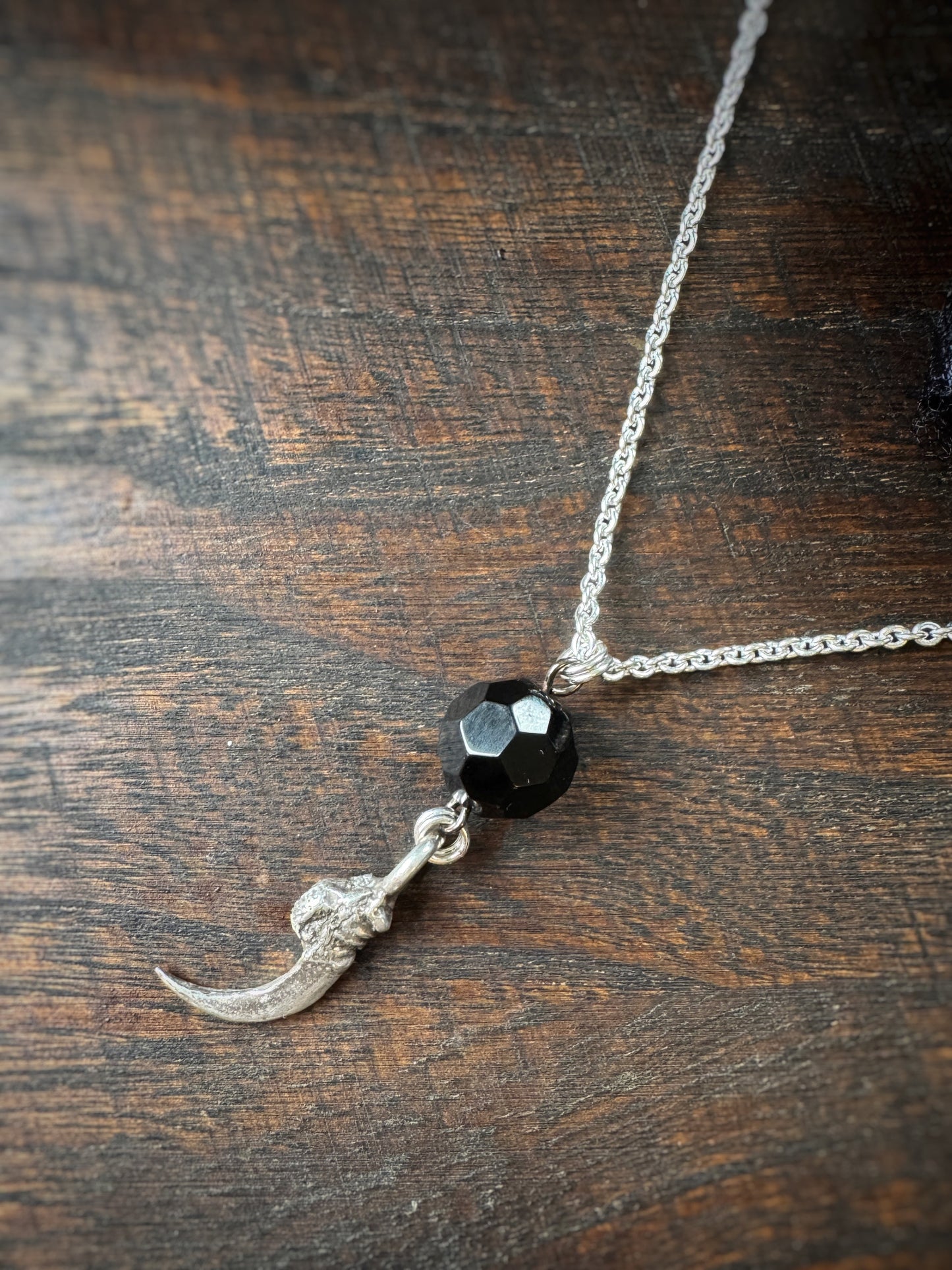Large Silver Crow Talon Necklace