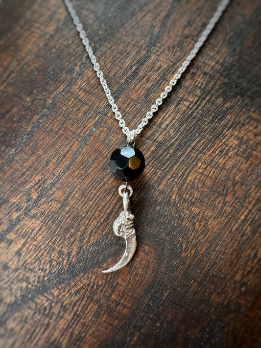 Large Silver Crow Talon Necklace