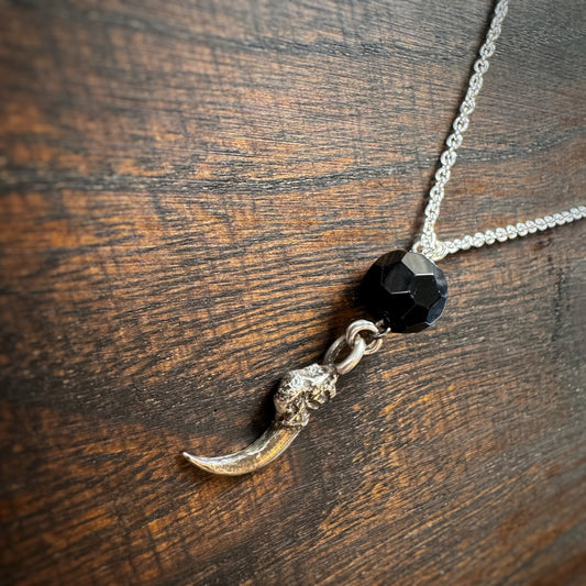Large Silver Crow Talon Necklace