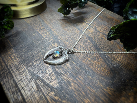 Sterling Silver Coyote Claw and Labradorite Necklace