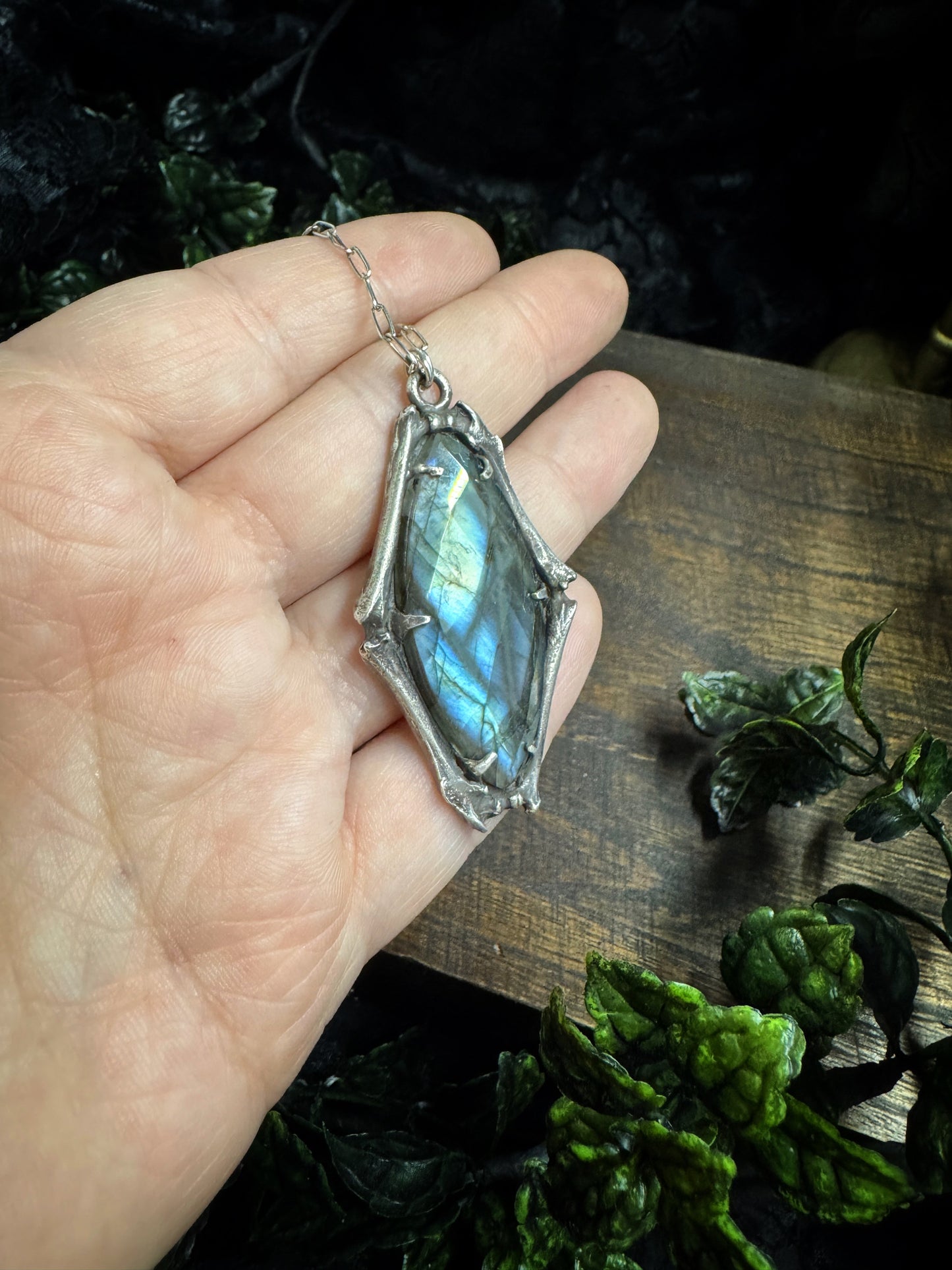 Sterling Silver Labradorite Statement Necklace
