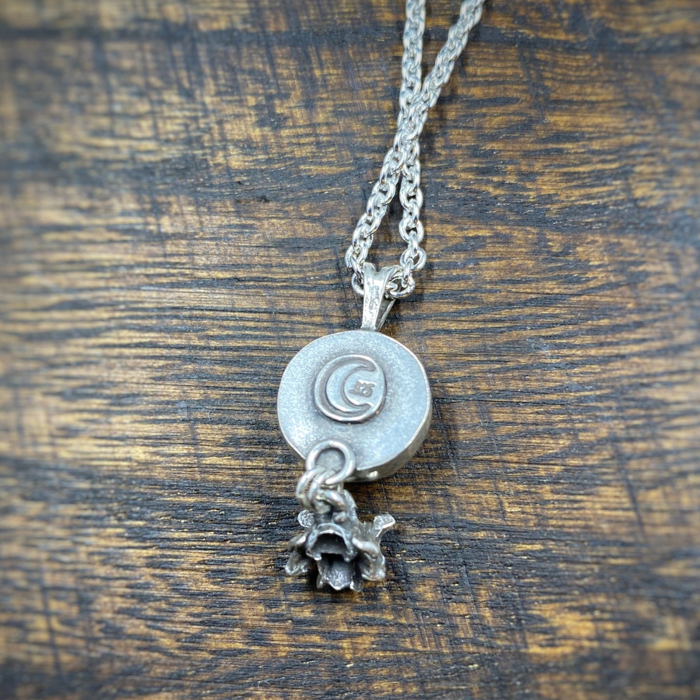 Sterling Silver Labradorite and Vertebra Charm Necklace