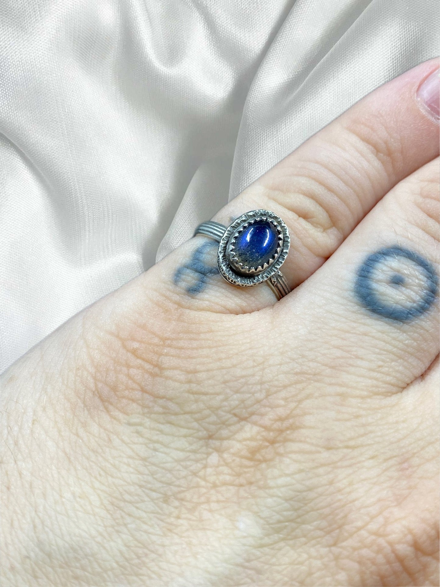 Sterling Mini Labradorite Ring (size 6)