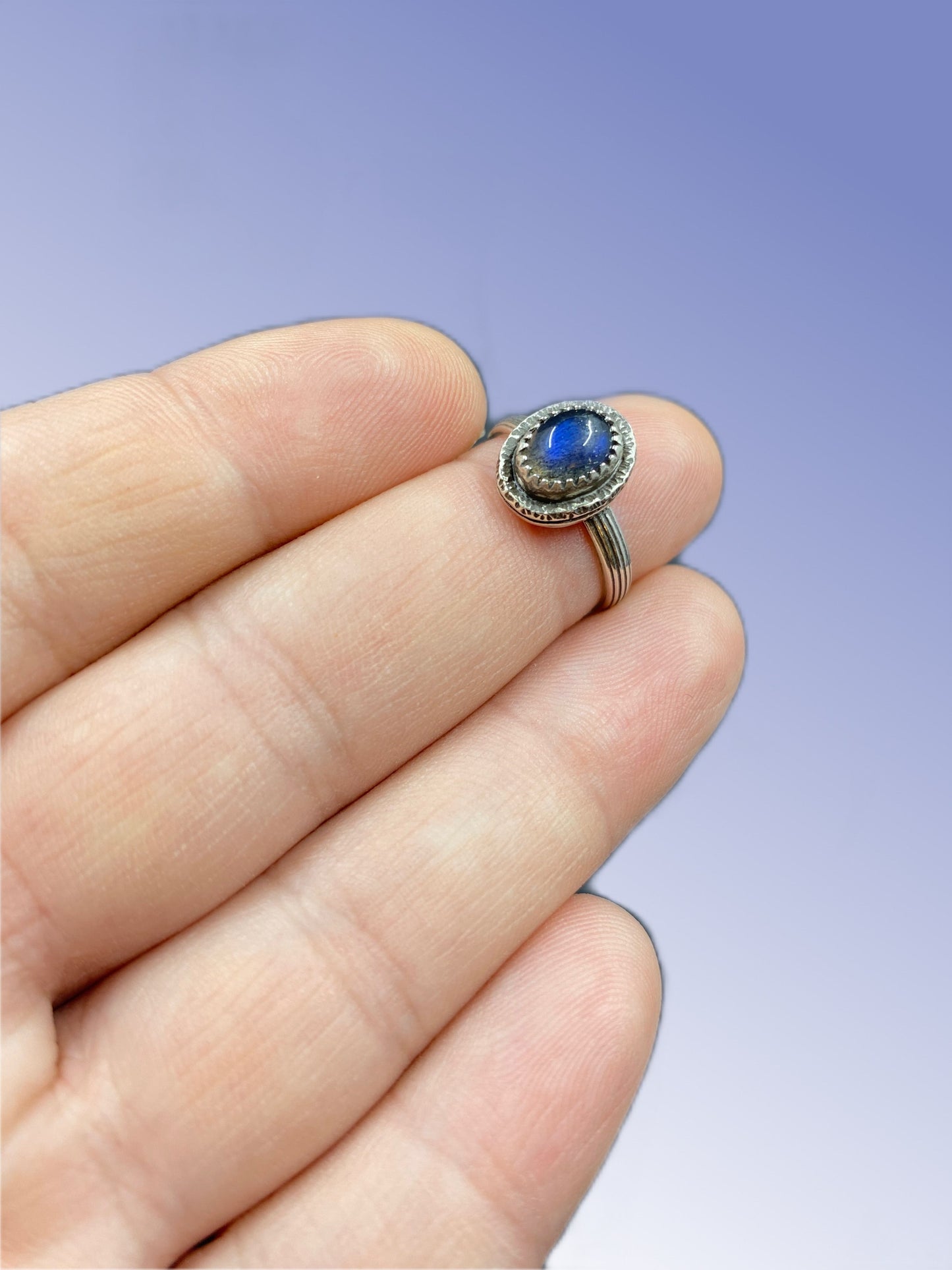 Sterling Mini Labradorite Ring (size 6)