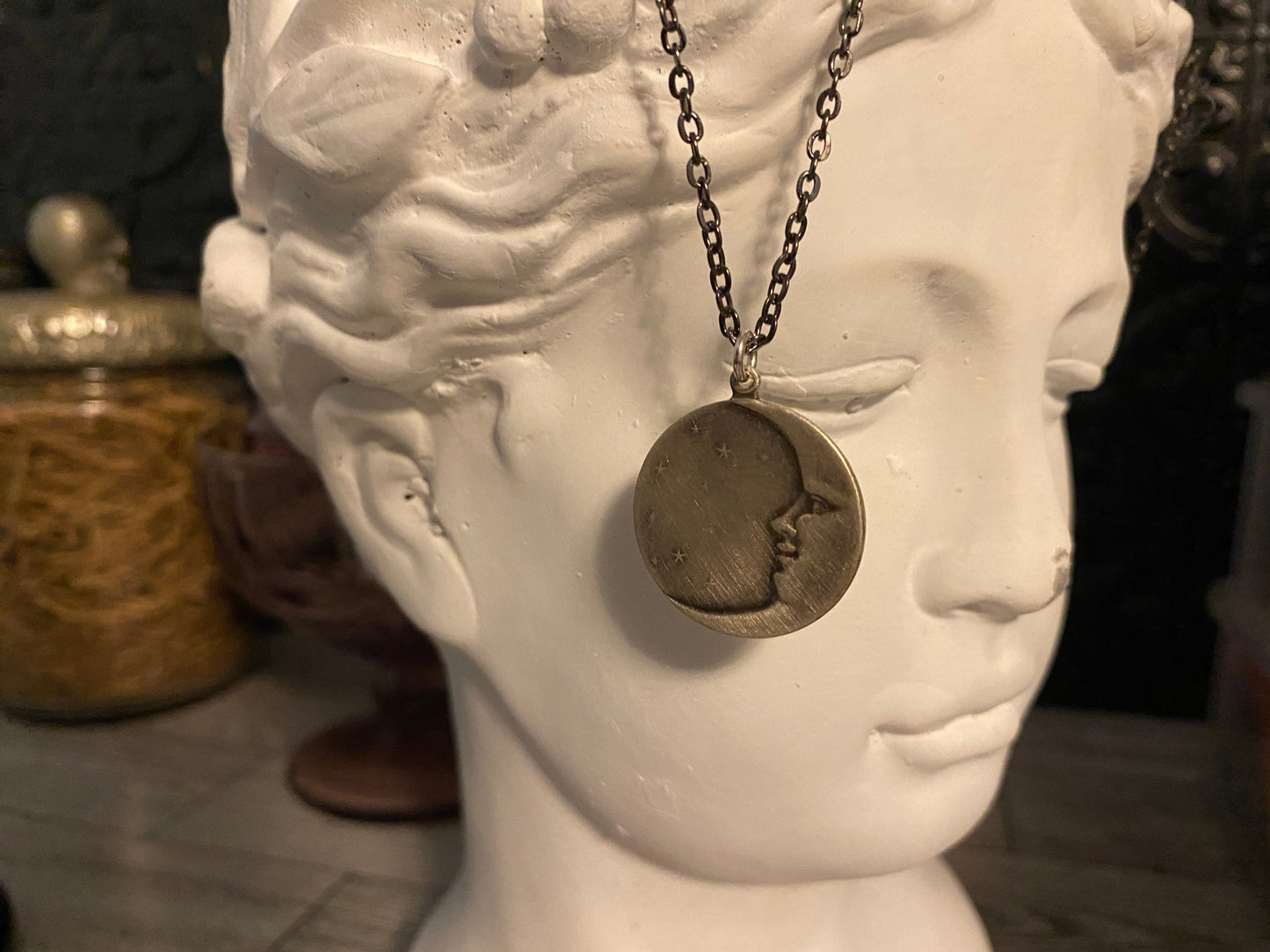 Crescent Moon and Stars Necklace