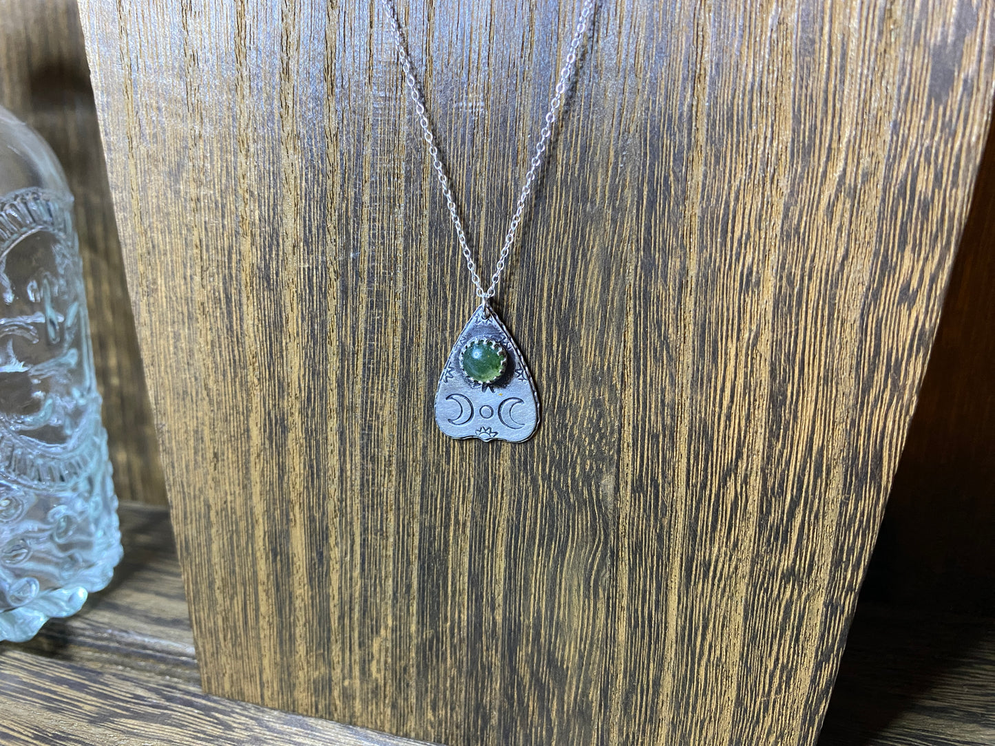 Moss Agate Sterling Silver Mini Planchette Necklace