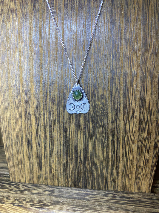 Moss Agate Sterling Silver Mini Planchette Necklace