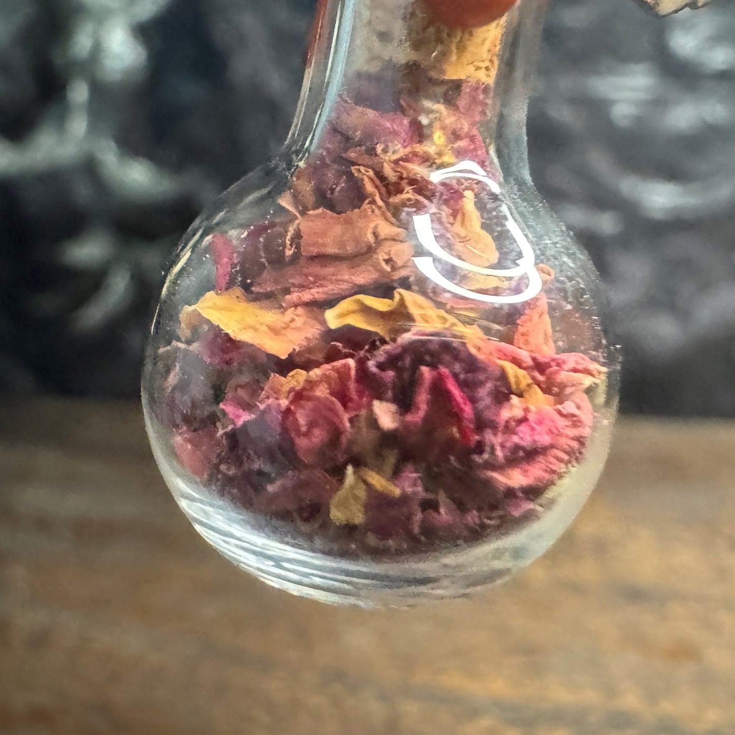 Rose Petal Charm Bottle Pendant
