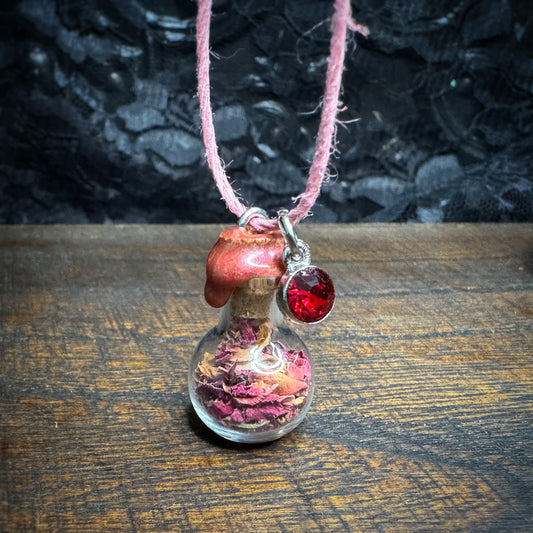 Rose Petal Charm Bottle Pendant