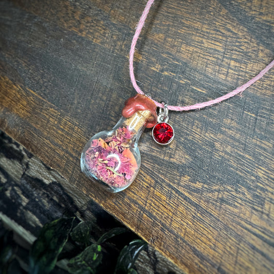 Rose Petal Charm Bottle Pendant