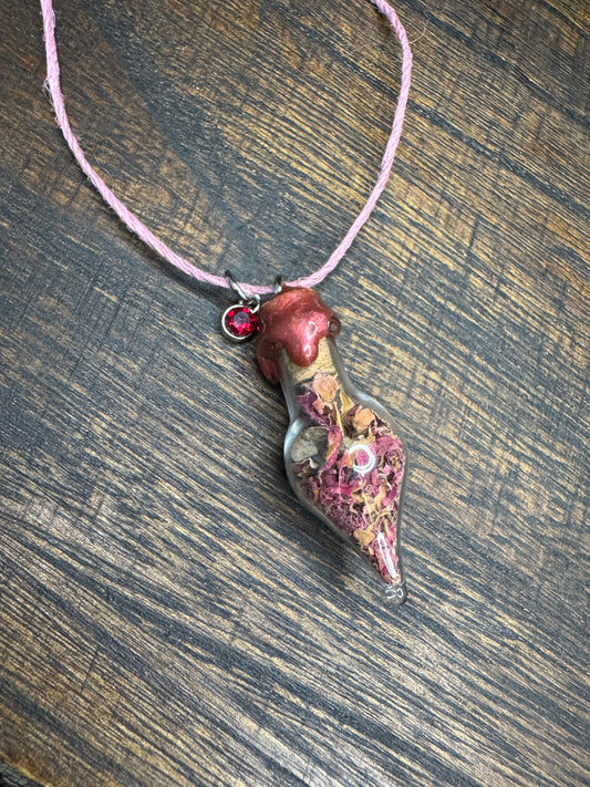 Rose Petal Charm Bottle Pendant