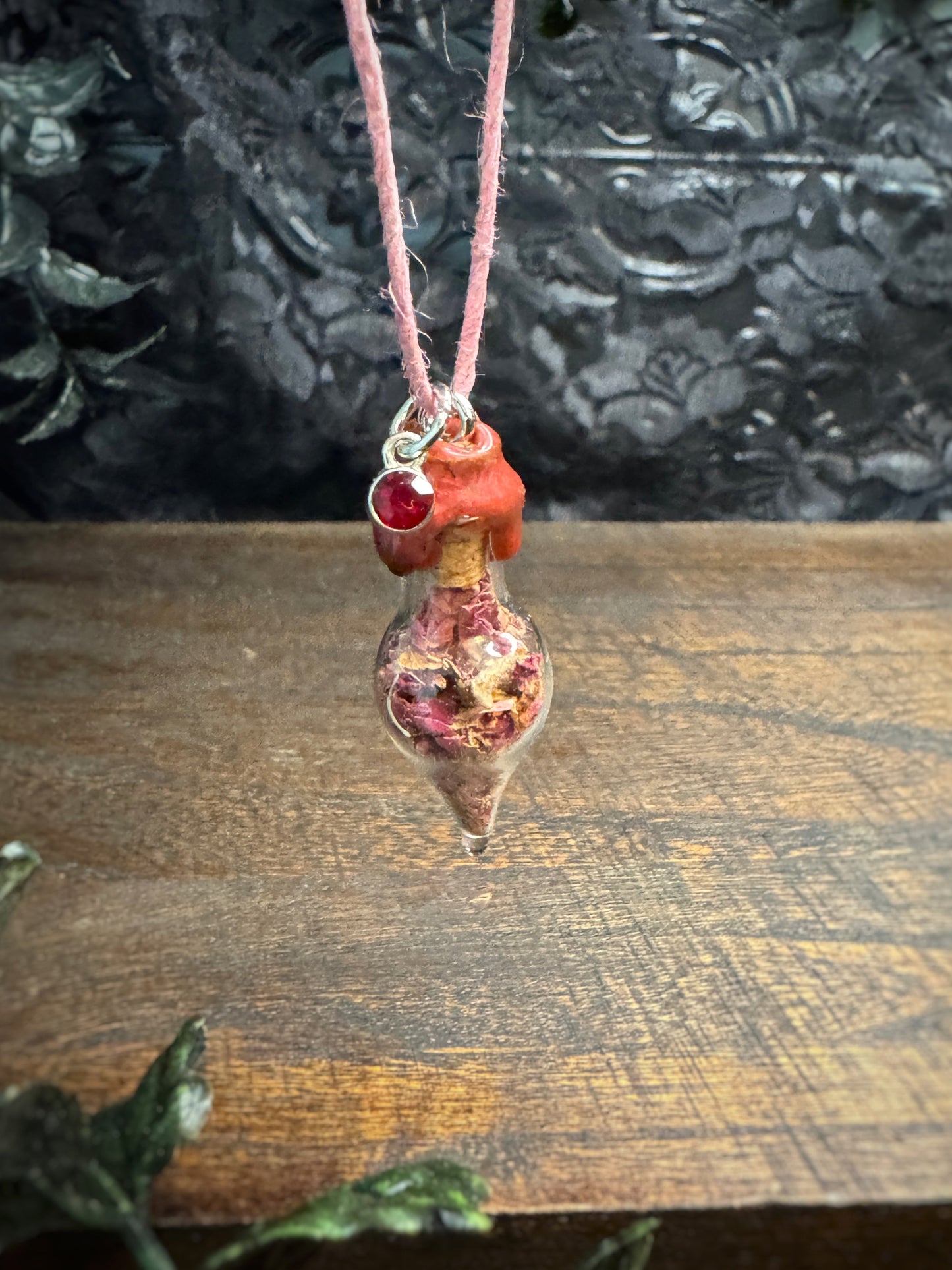 Rose Petal Charm Bottle Pendant