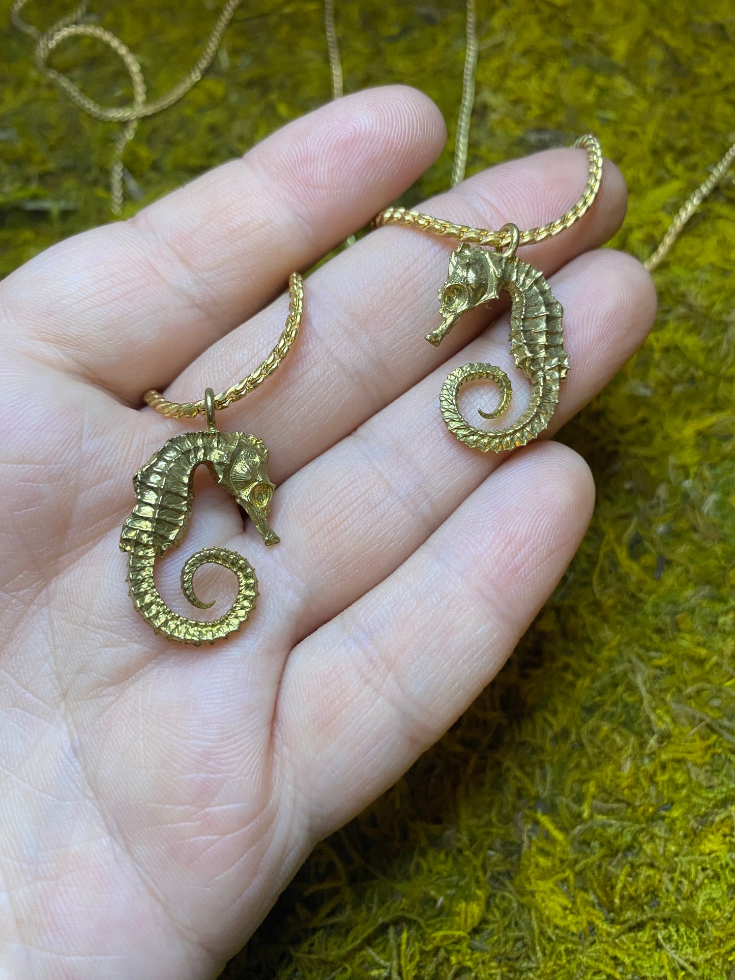 Brass Seahorse Charm Necklace
