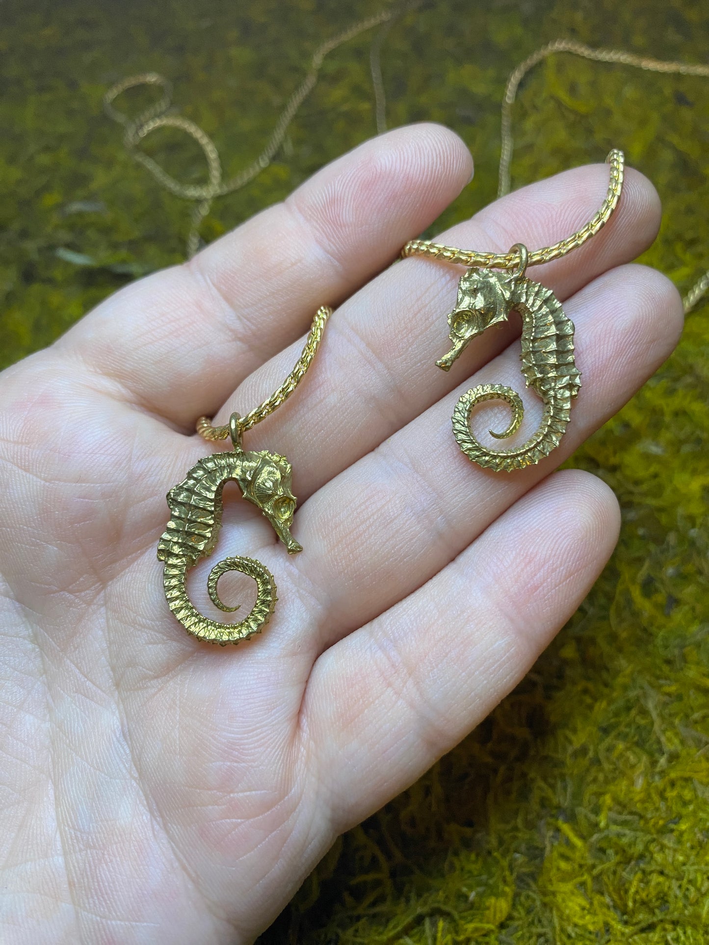 Brass Seahorse Charm Necklace