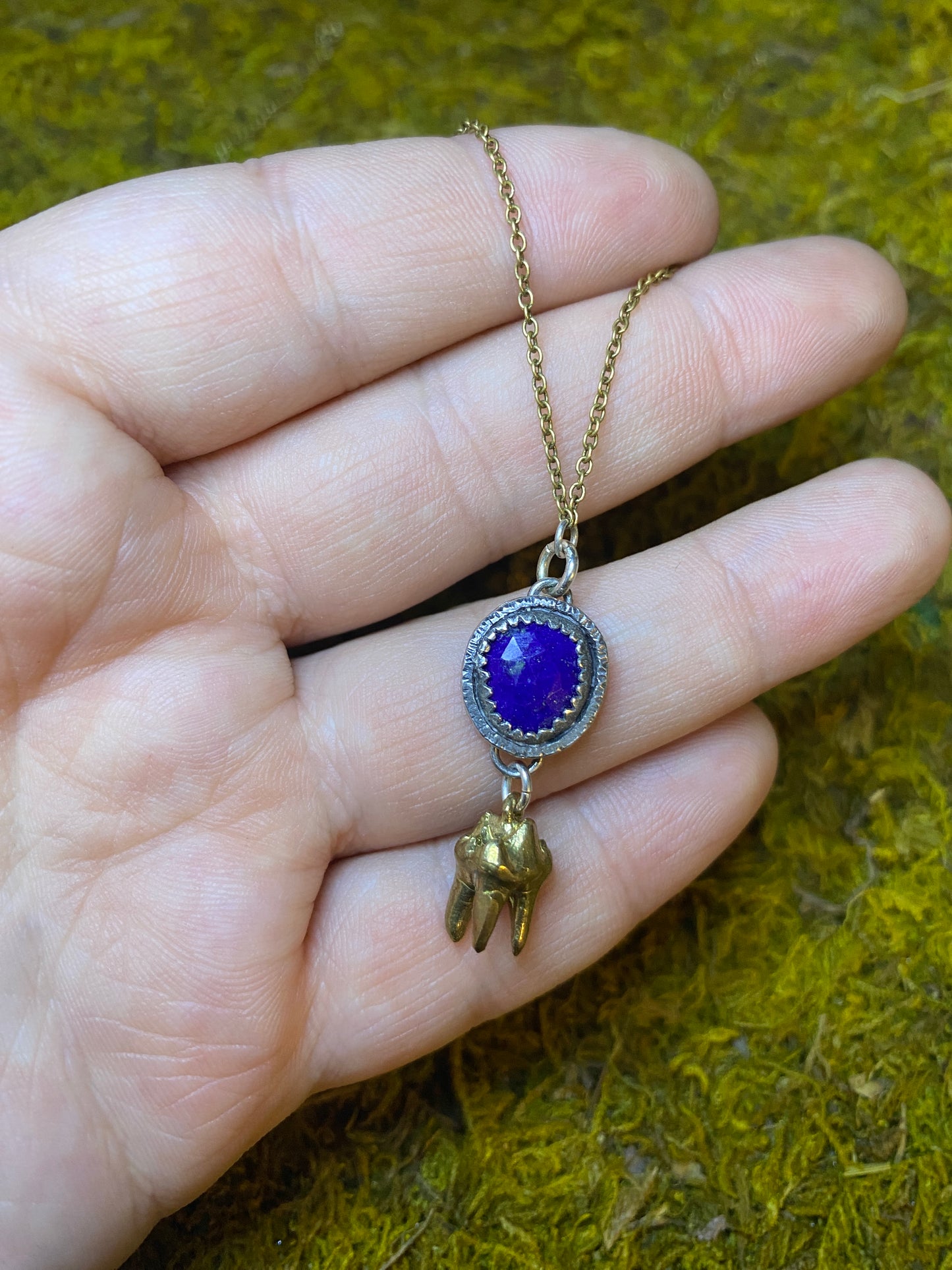 Lapis Lazuli and Cat Tooth Necklace