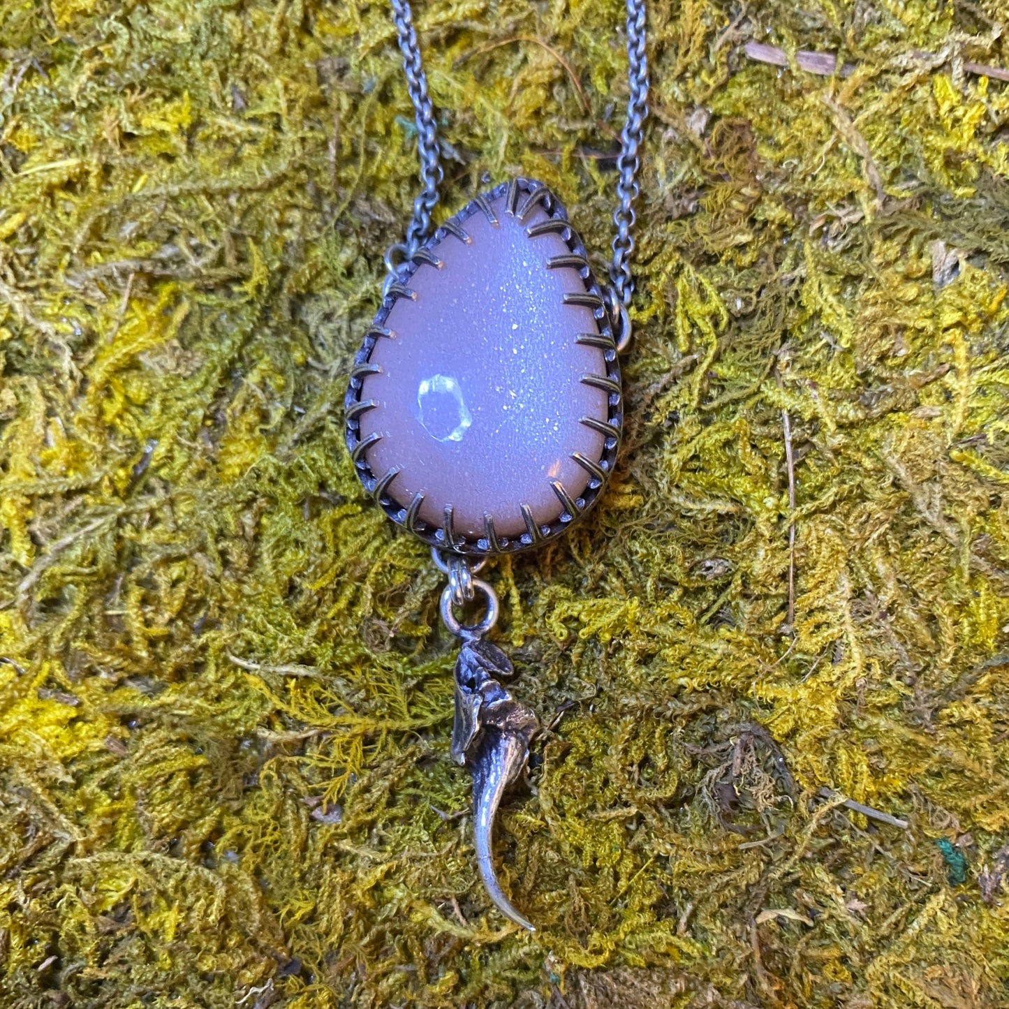 Peach Moonstone Snake Fang Necklace
